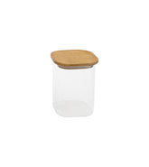 Pote de Vidro Empilhável com Tampa de Bambu Quadrado Mantimento 1,1 Litros - Ela Decora